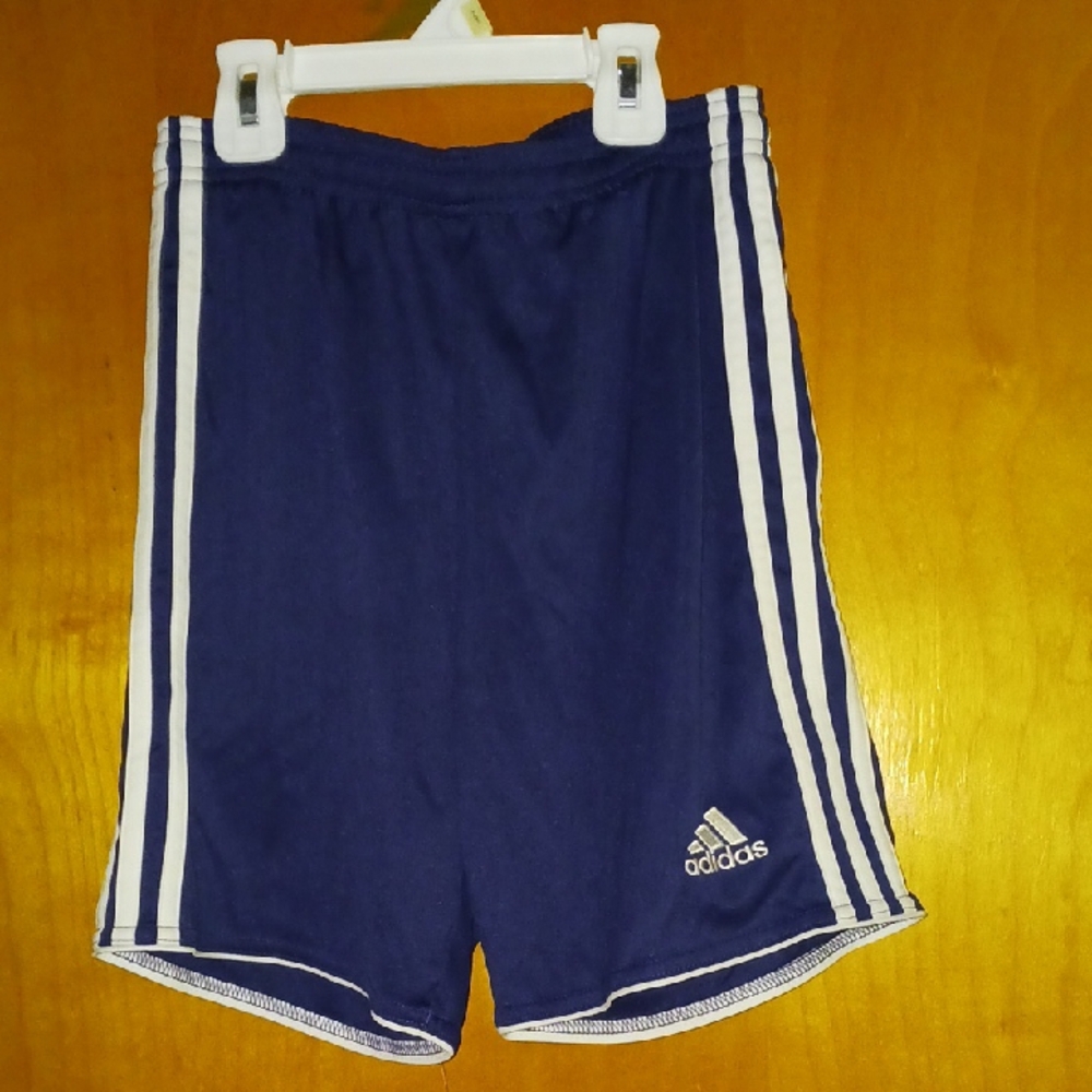 Adidas Navy Shorts with White Stripes